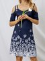 Hollow Out Floral Printed Casual Dress