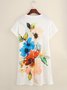 Simple Short Sleeve A-Line Printed Knitting Dress