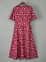 Plus Feather Print Surplice Maxi Dress V Neck Half Sleeve Elegant Knitting Dress