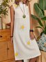Sleeveless Cotton-Blend Printed Knitting Dress