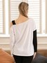 Off Shoulder Casual Cotton-Blend Long Sleeve Tops