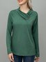 Cotton Casual Turtleneck Buttoned Top
