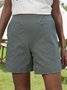 Women Casual Plain Pockets Elastic Waist Summer Linen Shorts
