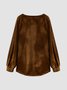 Long sleeve V-neck notched neck solid color stitching geometric national style pattern gorgeous VELVET TOP Plus Size