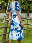 Short Sleeve Elegant V Neck A-Line Knitting Dress