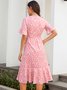 Floral Casual Short Sleeve V Neck Weaving Dress