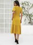 V Neck Short Sleeve Polyester Cotton Weaving Dress