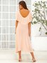 Polyester Fibre Frill Sleeve Sweet Weaving Dress
