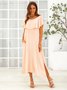 Polyester Fibre Frill Sleeve Sweet Weaving Dress