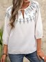 V Neck Cutout Tribal Pattern Top