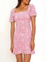 A-Line Short Sleeve Floral Weaving Dress