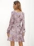 Light Purple Ruffled Flounce Sweet Ombre/tie-Dye Weaving Dress