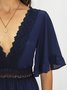 Short Sleeve Holiday Polyester Fibre Weaving Dress