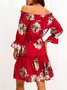 Sweet Floral Polyester Fibre Off Shoulder Weaving Dress