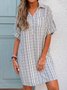Shirt Collar Cotton Lady Shift Women Dress