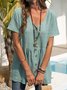 Casual Short Sleeve Shift Cotton Top