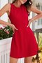 Red Tc Solid Sleeveless A-Line Knitting Dress