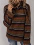 Turtleneck Long Sleeve Striped Drop-Shoulder Sweater