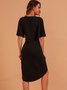 Black Vintage V Neck Tc Weaving Dress