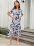 Floral Casual Short Sleeve Weaving Dress