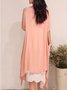 Women Two-piece Plus Size Buttoned Half Sleeve Solid Casual Dress