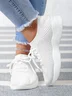 Mesh Platform Solid Color Lace-Up Flyknit Lightweight Soft Sole Slip-On Sneakers