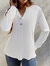 Women's T shirt Tee Waffle Textured Black White Pink Button Long Sleeve Daily Weekend Elegant Fashion Basic V Neck Regular Fit Spring & Fall