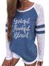 Letter Printed Color-block Casual Top