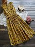 Women Summer Sleeveless Vintage Floral Midi Women Dress
