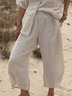 Summer Pants Pockets Casual Shift Capri Linen Pants
