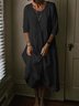 Maxi Solid 3/4 Sleeve Dress