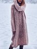 Solid Knitted Turtle Neck Long Sleeve Sweater Dress