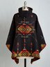Black Floral-Print Turtleneck Vintage Knit coat