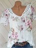 Short Sleeve Floral Printed V Neck T-shirt