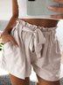 Women Bandage Casual Plain Shorts