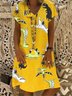 V Neck Animal Printed Short Sleeve Weaving Dress
