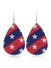 PU leather drop five-pointed star flag earrings