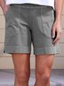 Women Casual Plain Pockets Elastic Waist Summer Linen Shorts