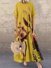 Yellow Cotton-Blend Casual Weaving Dress