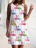 Flamingos Print Sleeveless Casual Mini Dress