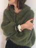 Green Long Sleeve Shift Hoodie Sweater