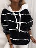 Black Cotton-Blend Striped Long Sleeve Shirts & Tops