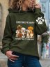 Vintage Hoodie Long Sleeve Statement Dogs Printed Plus Size Casual Sweatshirts