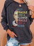 Deep Gray Casual Letter Long Sleeve Tops