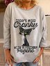 Todays Mood Cranky With A Touch Of Psycho Cat Staring Print Cartoon T-shirt