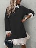 Shawl Collar Long Sleeve Casual Knitting Dress