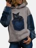 Women Casual Cute Cat Long Sleeve Cotton-Blend Hoodie Sweatshirt