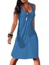 Annychloe Casual Loose Solid Pleated Dress