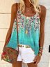 Floral-Print Floral Spaghetti Casual Tops