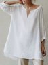 Linen Shift Cotton Sexy V Neck Shirt & Top